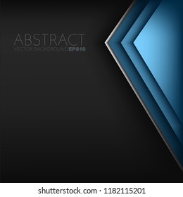 Blue triangle vector background overlap layer with silver line and black space for design