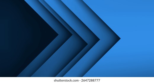 Blue triangle vector background with overlap paper layer gradient color with space for text and message artwork design