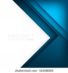 Blue triangle vector background with overlap paper layer gradient color with space for text and message artwork design