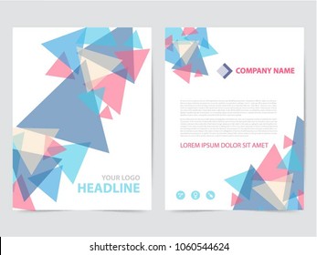 Blue triangle Vector Brochure annual report Leaflet Flyer template design, book cover layout design, abstract business presentation template, a4 size design