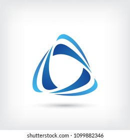 blue triangle vector logo design template, unity icon, weave negative space, community symbol, vector illustration