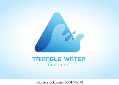 blue triangle with water splash gradient logo for a company