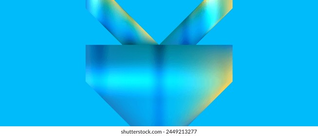 Triángulo azul con degradado amarillo sobre fondo azul eléctrico. El diseño muestra simetría y patrón en las artes creativas