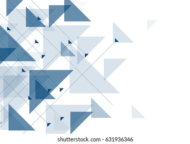 Blue triangles abstract geometric design. Vector bright background