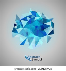 Blue triangles as abstract symbol on the gray background.