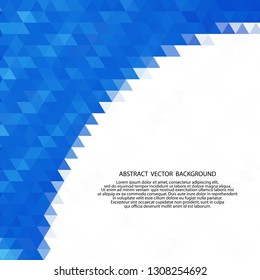 blue triangles background.  layout 