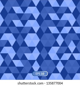 Blue triangles formed shapes Abstract background. Vector illustration.