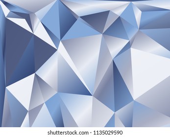 Blue triangles grid abstract polygonal background. Geometric low poly pattern, tile backdrop template. Rectangular banner background with triangle gradient polygons.
