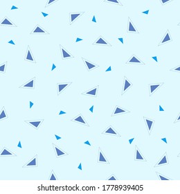 Blue triangles on blue background seamless vector illustration pattern for fabrics, textiles, nursery, 