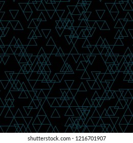 Blue triangles on a black background. Polygonal style. Origami Mosaic