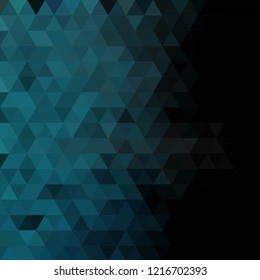 Blue triangles on a black background. Polygonal style. Origami Mosaic. vector illustration