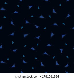 Blue triangles on dark blue background seamless vector illustration pattern for fabrics, textiles, nursery, 