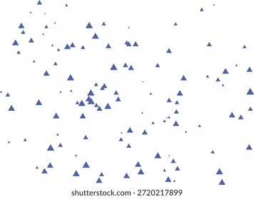Blue triangles scattered randomly on white background