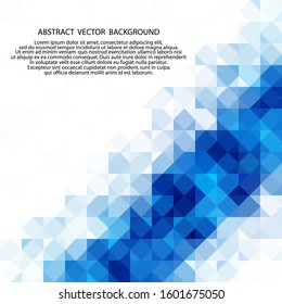 blue triangles. Template for presentation, banners, advertising, brochure. polygonal style
