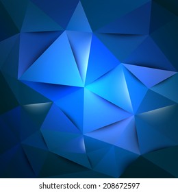 Blue triangles. Vector abstract background.