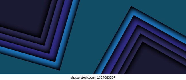 Blue triangles vector background with gradient color paper layers overlapping space for text and message artwork design