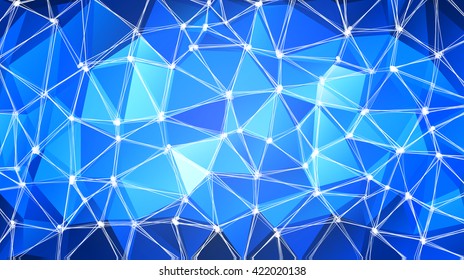 Blue triangular abstract background. Trendy vector illustration. 