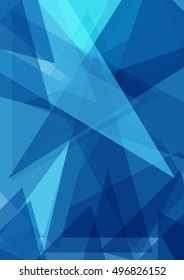 Blue triangular abstraction, geometric brochure design template, abstract with triangles, size A4, vector illustration