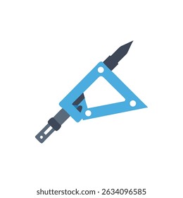Blue triangular device with gray blade minimalist design graphic