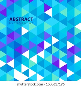 Blue Triangular Mosaic Abstract Seamless Pattern, Abstract triangular background, blue geometric pattern.