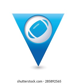 Blue triangular pointer with American football icon