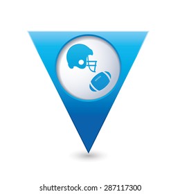 Blue triangular pointer with American football icon