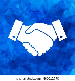 blue Triangular Polygonal handshake vector icon. design for business and finance concept