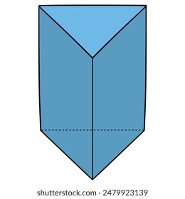 Ilustración de prisma triangular azul dibujado a mano Vector aislado