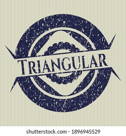 Blue Triangular rubber grunge texture stamp. 
