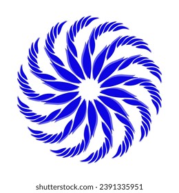 Icono azul tribal mandala con sombra. Perfecto para logotipos, íconos, ítems, tatuajes, stickers, carteles, pancartas, ropas, sombreros