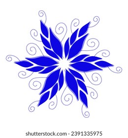 Blue tribal mandala icon with shadow. Perfect for logos, icons, items, tattoos, stickers, posters, banners, clothes, hats