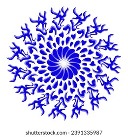 Blue tribal mandala icon with shadow. Perfect for logos, icons, items, tattoos, stickers, posters, banners, clothes, hats