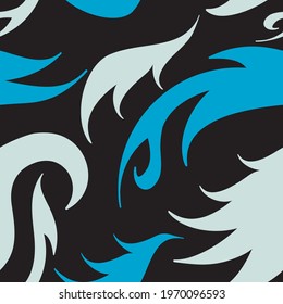 Blue Tribal Seamless Pattern Texture Background