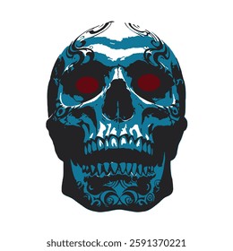 Blue Tribal Skull art design