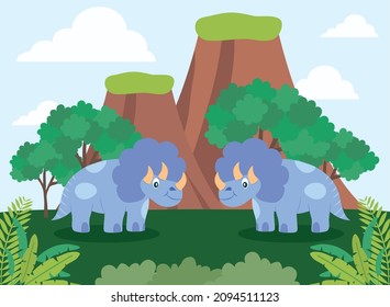 blue triceratops card on nature