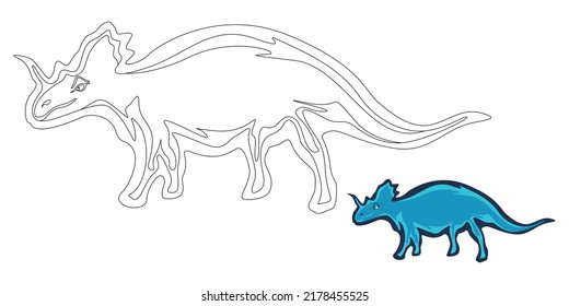 Blue triceratops dinosaur vector illustration in cartoon style. Suitable for children's drawing books