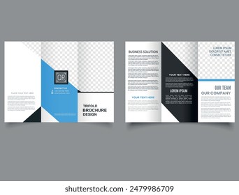 Folleto triple azul. Diseño sencillo. Diseño de promoción simple y minimalista con azul