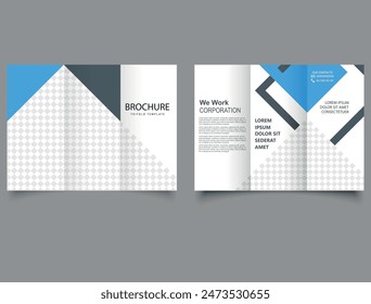 Blue trifold brochure template. Flyer for printing. Vector graphics. Corporate Tri fold brochure design, brochure flyer design, Vector .