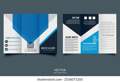 Blue Trifold Corporate brochure design. Ready flyer Template.