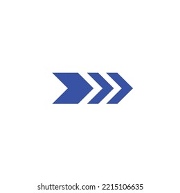 icono azul de flecha triple que apunta al lado derecho sobre fondo blanco.