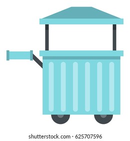Blue trolley with awning icon flat isolated on white background vector illustration
