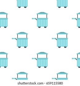 Blue trolley with awning pattern seamless for any design vector illustration