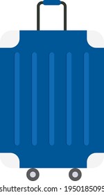 Blue trolley bag, illustration, vector on white background.