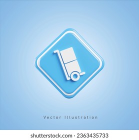 blue trolley sign in 3d vector illustration