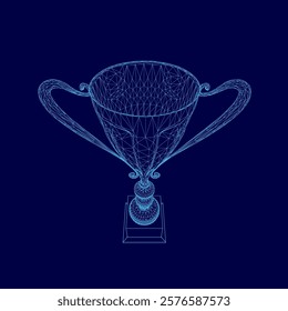Blue trophy with a 3D effect. The trophy is made of wire and has a 3D effect