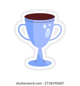 Blue Trophy Cup Icon in Flat Design
