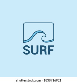 blue tropical beach surf wave logo for beach or surf company