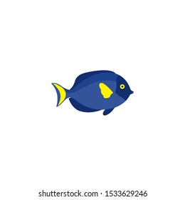 Blue tropical fish cartoon vector on a white background