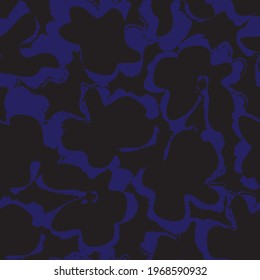 Blue tropical floral botanical seamless pattern background suitable for fashion prints, graphics, backgrounds and crafts