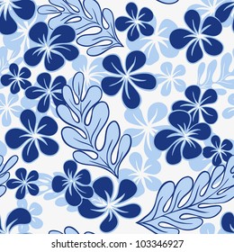 Blue Tropical Flowers Pattern